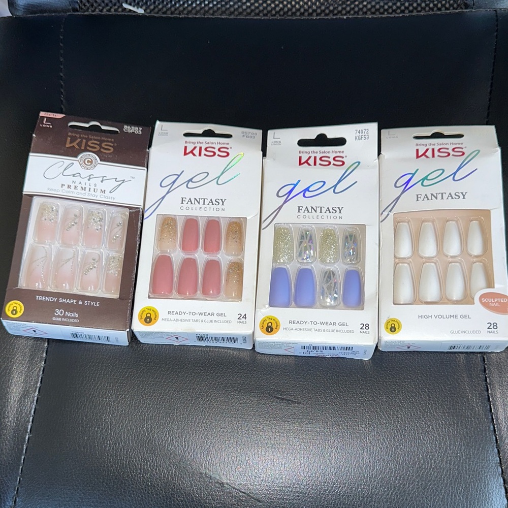 Kiss Gel Fantasy Premium Nails - Pink, Gold, White